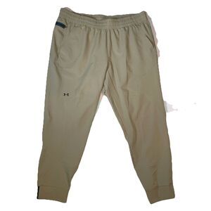 Womens Under Armour Unstoppable Jogger Pants Loose Fit Khaki #1376926-263 Sz XL